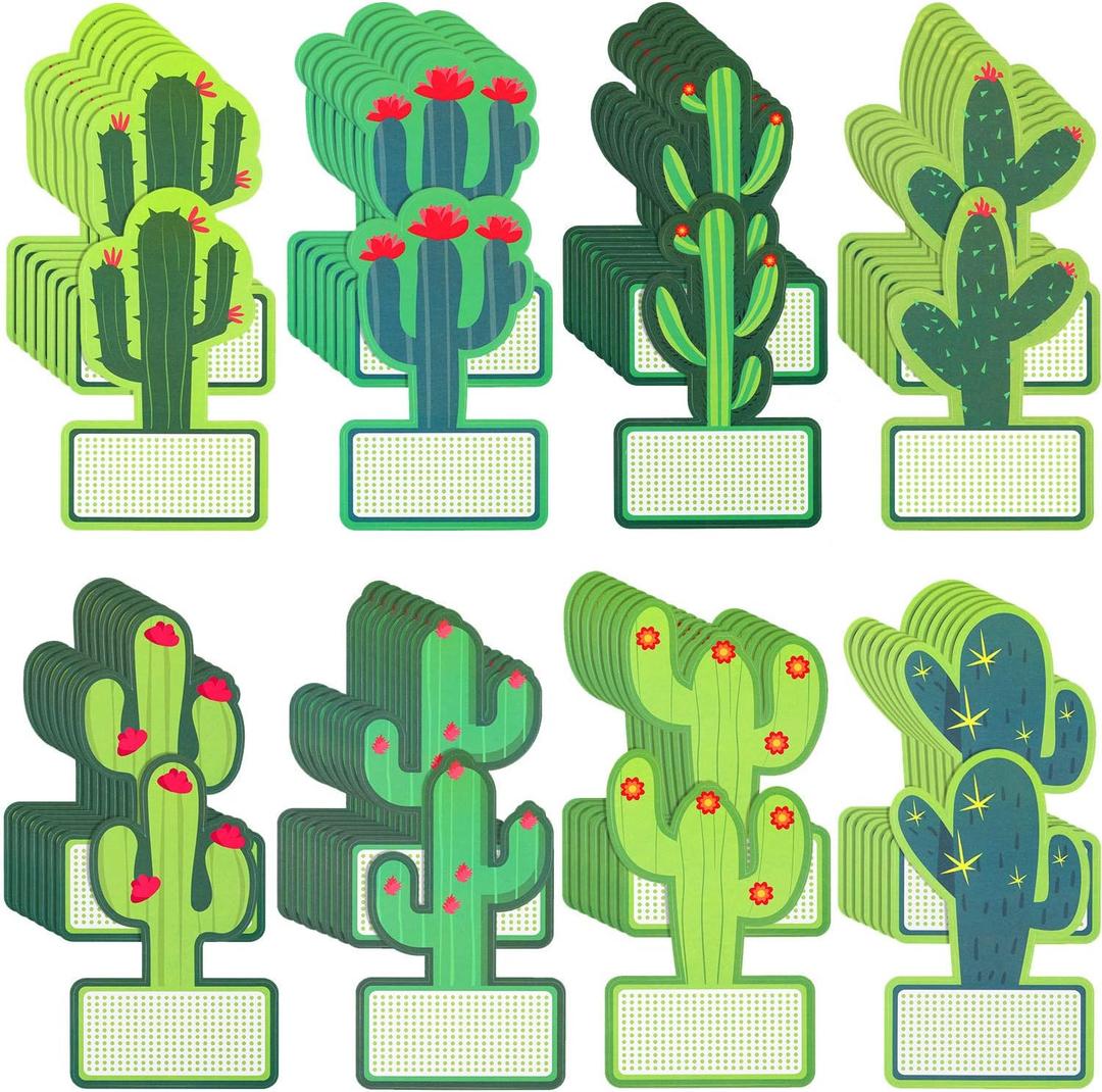 64 Pieces Cactus Cutouts Bulletin Board Decor Name Tags Stickers Cactus Theme Labels for Classroom Bulletin Board Decorations