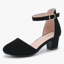 Girls Dress Shoes Closed Toe Chunky High Heels Ankle Strap Wedding Party Pump Shoes,