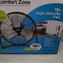 Comfort Zone 18-Inch High-Velocity Industrial Floor Fan, Heavy-Duty 3-Speed Metal Shop Fan with 180 Adjustable Tilt & Carry Handle, Quiet Vibration-Free Cooling for Garage, Workshop, & Home