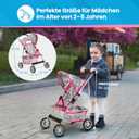 Baby Doll Stroller | Pram for Girls | Umbrella Stroller for Kids - Lightweight Play Carriage for Ages 2+ Years | Baby Doll Accessories with Storage | 22.05-Inch Handle Height, Model KP0280S, 41 x 33 x 56 cm