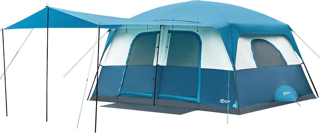 PORTAL 8  Person Family Camping Tent with Porch, Big Family Camping Tent with Tall Height, Good Ventilation, Water Resitant Large Tent for Outdoor Camping, Backyard