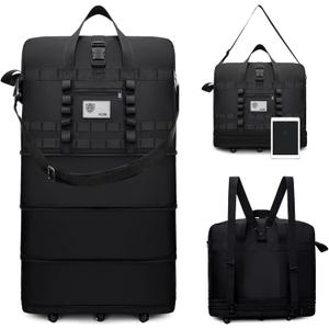 Foldable Suitcase, Luggage Bag with Swivel Wheels, Large-Capacity Expandable Travel Suitcase, Waterproof Foldable Luggage for Both Men And Women(Black)