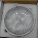 Marble Decorative Bowl - 7.5" White/Grey Solid Marble Centerpiece - Handmade Stone Fruit Bowl - Catch-All or Key Bowl for Kitchen - Modern Minimalist Decor