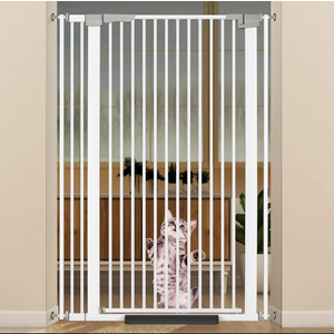 51.18" Extra Tall Cat Gate for Doorway, 30.5"-40" Auto Close Pet Gate Include 2.75" and 5.5" Extension Kits, No Drilling Pressure Mount Kit, Suitable for Doorways or Kitchen, New White