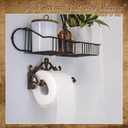1pcs Vintage Iron Toilet Paper Roll Holder Cast Rustic Wall Tissue Holder Wall Mounted Roll Paper Decor for Kitchen and Bathroom European Vintage Design (Classic)