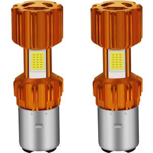 YM E-Bright BA20D Motorcycle bulb Lamp 3 COB 18W LED Bulbs High Low Beam White, 2 Pack
