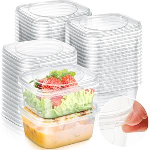 25 Pack 8 oz Tamper Proof Clear Deli Containers with Lid Disposable Square Plastic Deli Sandwich Tiramisu Airtight Meal Container for Refrigerator Dishwasher Microwave Take out Kitchen