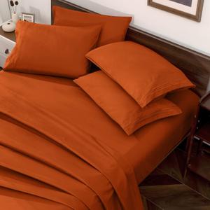 Horbaunal Burnt Orange Queen Size Sheet Set - 6 Piece Luxury 1800 Thread Count Bedding Sheets & Pillowcases - 16 Inch Deep Pocket Microfiber Bedding Set - Soft & Wrinkle Bed Sheets