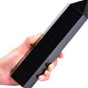 Large Black Obsidian Crystal Tower Natural Healing Crystal Point Wand Obelisk 6 Faceted Reiki Chakra Meditation Therapy Home Decor Gift 1.5-2 LBS
