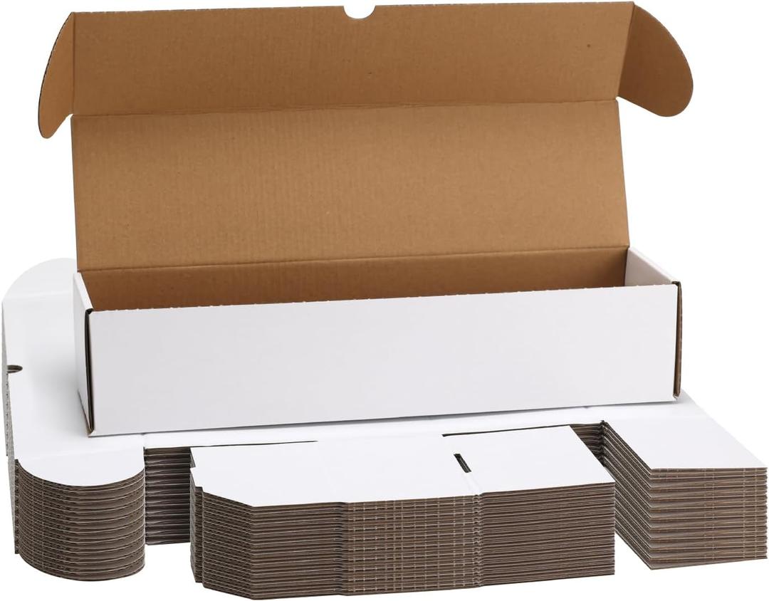 EXYGLO Trading Card Storage Box 25 Pack 700 Count 20pt, 14.2x3.8x2.9 Inch White Cardboard Card Boxes for TCG/MTG/Sport Cards, Fit 3.6x2.6 Sleeves Shipping or Storing, 17500 Max Capacity in Total
