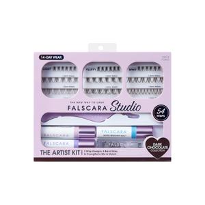 FALSCARA Studio Lash Extension Kit, 54 Stackable Lash Clusters, Medium Volume, 10mm-14mm, Dark Chocolate, False Eyelashes, InfuseBond, Water-Resistant Seal, BondBoost, Hydro Cleanser, Applicator