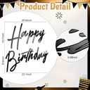 Yousoontic Happy Birthday Sign for Backdrop Large Happy Birthday Sticker Letter Acrylic Mirror Decal for Balloon Arch Party Sign Wall, Peel Off the Acrylic Film(23 x 20 Inches,Classic,Black)