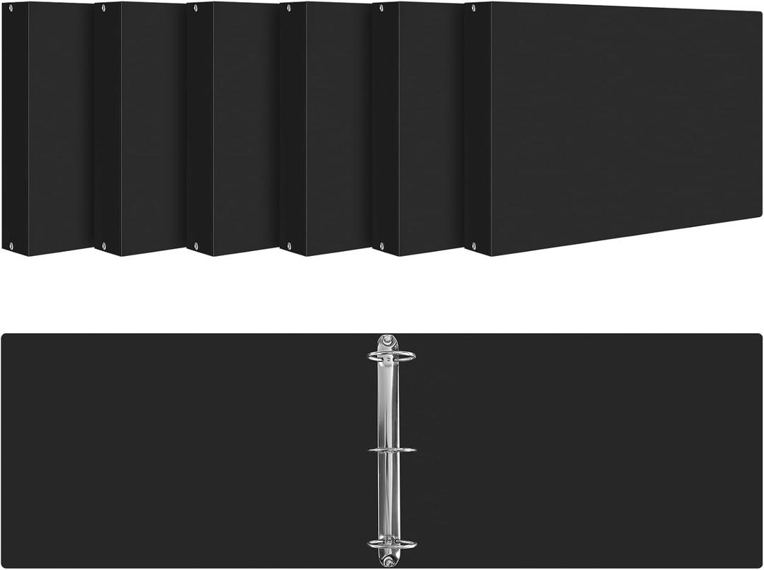 6 Pieces 11" x 17" 3 Ring Black Binder Round Ring Binders, 11 x 17 Binder 3 Ring, Binder Folder 3 Ring Folder for Pressboard Presentation, Reports, Proposals, Documents (2 Inch)