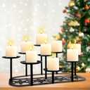 ireplace Candelabra Candle Holder Matte Black Metal Candleholder with 9 Candle Stands Mantle Decor for Flameless or Wax Pillar Candle Floor Table Centrepiece Christmas Wedding Party Decoration
