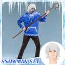 Tellingyou 5 Pcs Halloween Ice Costume for Men Adults Blue Hoodie White Wig Ice Staff Elf Ears for Halloween Anime Costume (Medium)