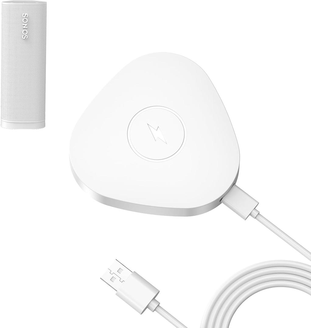 Wireless Charger Compatible with Sonos Roam Gen 2nd/1st, Magnetic Charging Base, Power up Charging Dock for Portable Bluetooth Speaker for Sonos Roam SL(White)