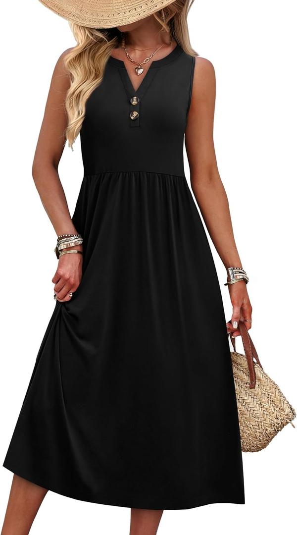 WIHOLL Maxi Black Dresses for Women Casual Long Summer Sun Dresses 2026 Sleeveless Vacation Outfits for Women Plus Size XL