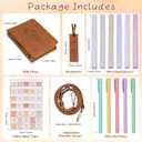 19PCS Floral Brown Leather Bible Cover for Women Bible Cover Cases for Teen Girls Christmas Gift Christian Carrying Bag Journaling Kit with Shoulder Strap Highlighter Pens & Book Marker Study Supplies