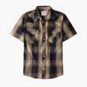 Dubinik® Western Shirts for Men Short Sleeve Plaid Pearl Snap Shirts for Men Button Up Shirt Cowboy Casual Work Shirt 3XL
