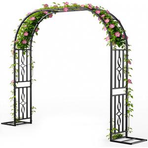 7 x Metal Garden Arch, Heavy Duty Garden Trellis for Climbing Plants, with Enlarged Base for Stability, Ideal for Wedding Arches & Party Decorations, 87" W x 87" H
