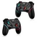 VidPPluing 2 Pack Switch Controllers, Wireless Switch Pro Controller for Switch 2/Switch/Lite/OLED, Game Controller with Motion Sensor/Vibration/Turbo/Wakeup/Charging Cable (Black)