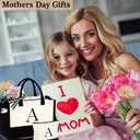 YOOLIFE Mothers Day Gifts - Initial Canvas Tote Bag & Makeup Bag, Birthday Gifts for Women Mom Sister Friends