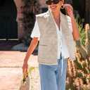 Tankaneo Womens Puffer Vest Sleeveless Open Front Quilted Jacket Lightweight Padded Gilet Coat with Pockets (Pink)