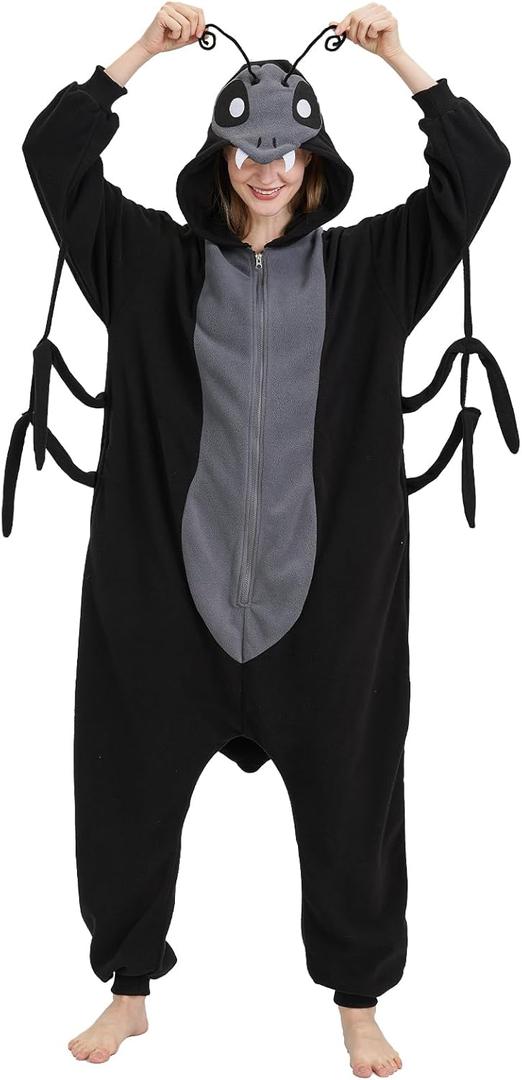 Ant Onesie Pajamas for Adults Halloween Costume Fun and Cozy Ant One-piece Sleepwear (Small, Cartoon Black Ant)