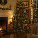 378 Pcs Colorful Christmas Bulbs Ornaments Set Include1 Inch 48pcs Mini Christmas Glass Balls 19.7" Silver Shiny Foil Tinsel Icicle 60 Yard Velvet Ribbon for Xmas Tree Hanging Decoration Holiday Party