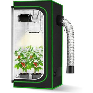 MELONFARM 2x2 Grow Tent, 24"x24"x55'' High Reflective 600D Diamond Mylar Canvas with Observation Window and Floor Tray for Hydroponic Indoor Plant Growing