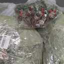 6 Set Christmas Table Placement Including Napkin Ring, 20 Inch Large Artificial Greenery Placemats, Round Cedar Branch Place Mat Christmas Dining Table Decor for Xmas Holiday Party(Powder Snow) (Circle)