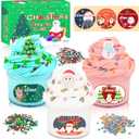 3 Pack Christmas Butter Slime Kit for Kids, Scented Slime with Santa Claus, Snowman, Christmas Tree Charm, Soft, Non-Sticky, Goodies Bag Toy for Party Favors, Birthday Gifts for Girl Boy