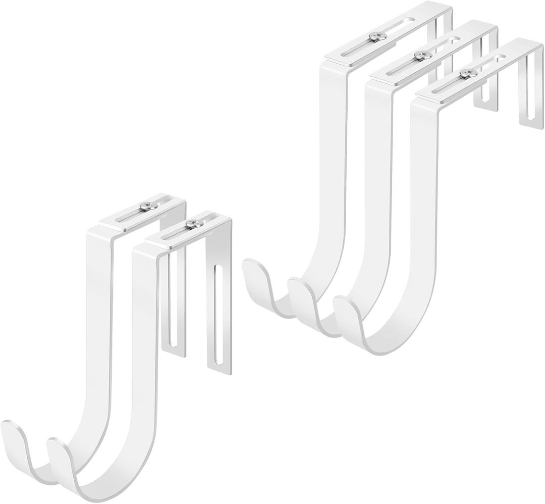 Adjustable Cubicle Hooks, Over The Door Hooks, Premium Metal Cubicle Door Hangers, Fit 1 3/8" to 3 1/2" Panels Heavy Duty Holder for Clothes, Towels, Hats, White, 5 Pcs (Large)
