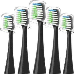 Sonic Replacement Toothbrush Heads Compatible with Waterpik Complete Care 9.0 (CC-01CD012-2) and 5.0 (WP-862, WP-872, WP-877, WP-882, WP-892) Electric Toothbrush,5 Count (Black)