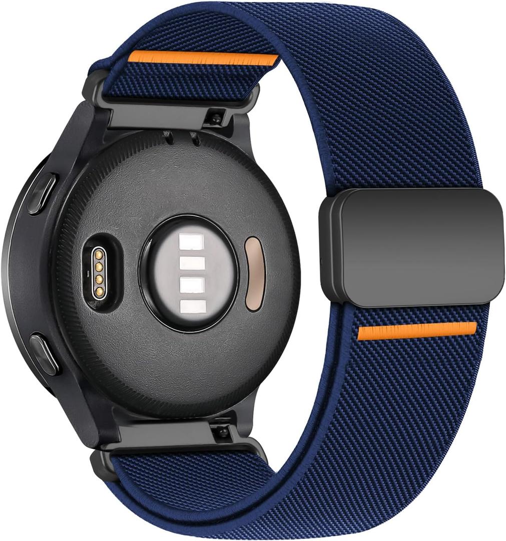22mm Elastic Nylon Band for Garmin Venu 3 2/Vivoactive 4/Forerunner 970/965/955/265 46mm/255 46mm,Magnetic Stretchy Fabric Sport Watch Strap for Samsung Galaxy 3 45mm/Gear S3 Frontier