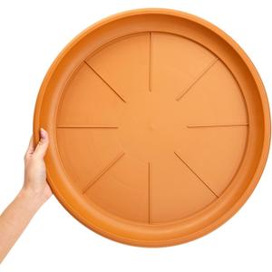 Juvale 4 Pack Round Flower Pot Saucers for Small Plants, Plastic Water Drip Trays for Indoor, Outdoor Planter Base (17.5 in)