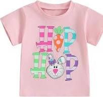 Toddler Boys Girls Easter T-Shirt Short Sleeve Bunny Outfits Kids Funny Rabbit Letters Graphic Cotton Tee Top (Pink Hip Hop, 1-2 Years)