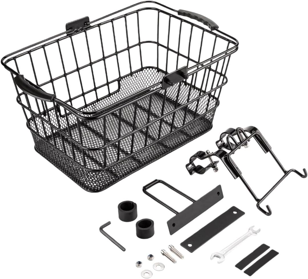 Front Bikes Basket Bicycles Metal Bike Handlebar Baskets Cycling for Electric Bike Easy Assembly Bicycles Metal Handlebar Bag