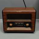PRUNUS J-199 Large Vintage Radio Bluetooth, AM FM Radio Shortwave, 15W Crystal Speaker, Support AUX/TF Card/USB Playing, AC Charging, Rechargeable Battery and Battery Operated Radios, MIC Recording (Yellow)