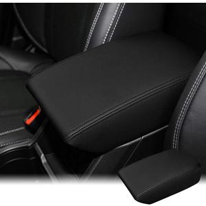 INTGET Car Center Console Armrest Cover for 2024 Subaru Forester Accessories 2019 2020 2021 2022 2023 Leather Middle Arm Rest Box Lid Cover Seat Pad Protector(Black Stitiches,2019-2024)