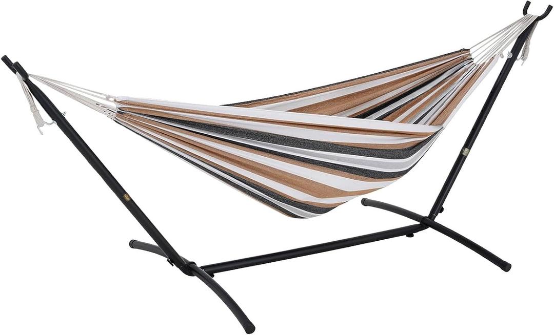 Portable Hammocks with 450 lbs Weight Capacity, Double Hammocks with Portable Carry Bag and Space Saving Stand, Adult Hammock for Outdoor, Patio, Garden, Yard
