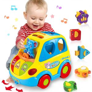 Baby Toys for 1 Year Old Boy Girl Gift Musical Bus Baby Toys 6-12-18 Months Toddler Early Learning Montessori Crawling Toy for 1 2 3 Year Old Boy with Music/Light/Smart Shapes Christmas Birthday Gifts