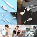 USB Earbuds for PC,Headphones with Microphone for Computer,Wired USB Headset with Mic Audio Control Noise Isolating Stereo Laptop Earphones for Dell for HP for Surface Switch Office Zoom Working White