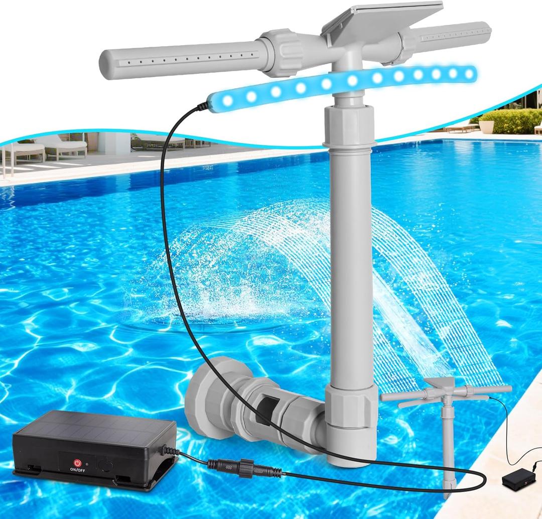 2025 New Model Pool Fountains for Above and In-ground Pools  Solar Pool Fountain with Lights, 360 Adjustable, Featuring Two Spray Modes; Pool Accessories with 9-Color Lights and 4 Modes