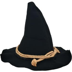 Witch Wizard Hat for Adults, Felt Wide Brim Pointed Hat, Oktoberfest, Halloween Scarecrow Costume Accessory (Black)
