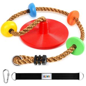 Climbing Rope Tree Swing with Platforms and Disc Swing Seat Set Outdoor Playground Accessories for Kids Including Hanging Strap & Carabiner Rope Swings for Tree Outdoor Swing Set Accessories