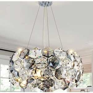 IBBIBABO 12-Light Modern Crystal Chandelier, Stainless Steel Ceiling Light Fixture for Dining Room, Living Room, Bedroom - E12 Base & Easy Install, Luxury Home Decor Chrome Ceiling Lighting