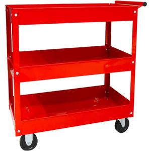Torin APTC302B Steel Tool Service Push Cart with 3 Shelves and 200 lb Capacity, Red