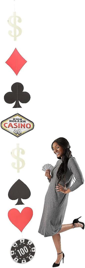 Fun Express Casino Icon Hanging Decorations - 2 Sets