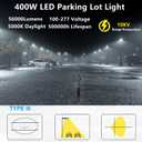 400W LED Parking Lot Light with Slip Fitter, 5000K Daylight 56000Lm, 1500W HPSHID Equivalent, Commercial Outdoor Security Flood Lighting